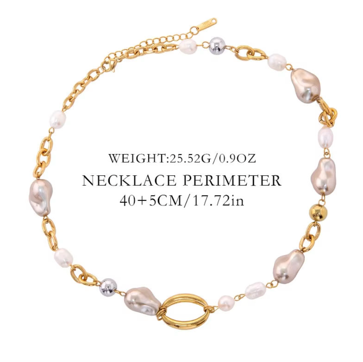 Irregular Pearl Choker Necklace – Modern Stainless Steel Elegance